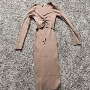 Barella Girl Tan Long Sleeve Dress